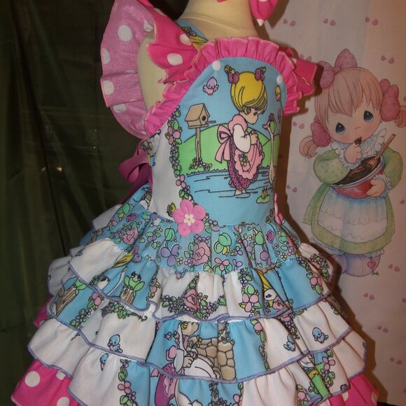Precious Moment New Vintage Fabric 1990 Dress and Bow Size 4t kids - Picture 6 of 6